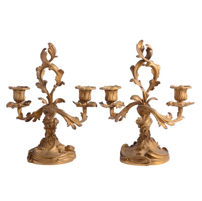 Lot 91 - Pair of French ormolu candelabra