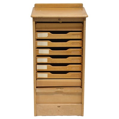 Lot 402 - Oak tambour front filing cabinet