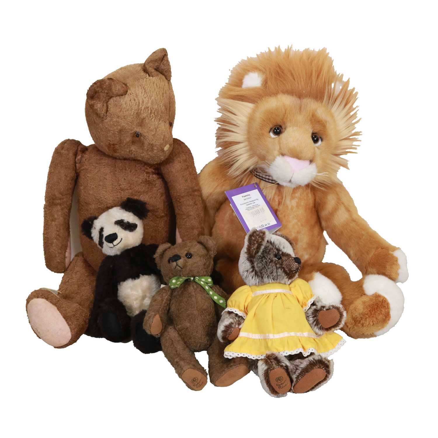 Lot 232 - Five assorted teddy bears, including