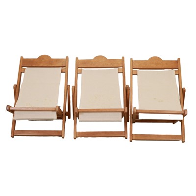 Lot 157 - Charlie Bears - three folding Teddy Bear deck chairs