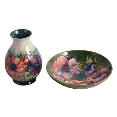 Lot 4 - Moorcroft Pottery, 'Anemone' pattern vase and bowl