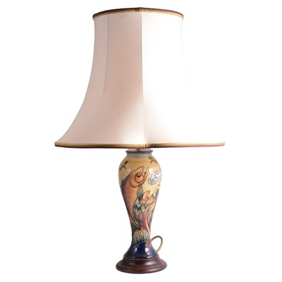 Lot 26 - Moorcroft Pottery, a 'Trout' pattern lamp base