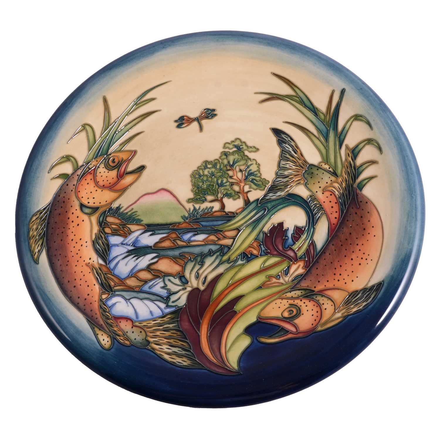 Lot 27 - Moorcroft Pottery, a 'Trout' pattern charger