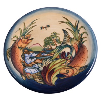 Lot 27 - Moorcroft Pottery, a 'Trout' pattern charger