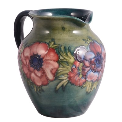 Lot 19 - Moorcroft Pottery, a 'Anemone' pattern jug, circa 1950