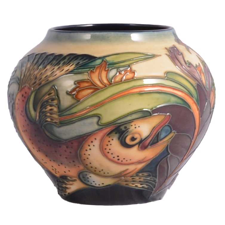 Lot 15 - Moorcroft Pottery, a 'Trout' pattern vase, designed by Philip Gibson