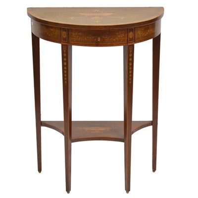 Lot 382 - Late Victorian marquetry demi-lune side table