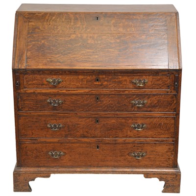 Lot 336 - George III oak bureau