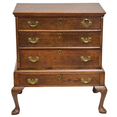 Lot 322 - Small oak chest on stand, George III style