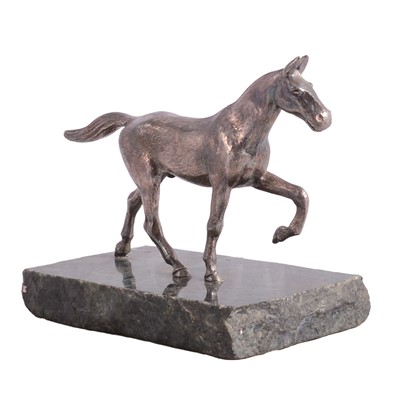 Lot 309 - Cast silver model of a horse in trot