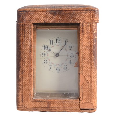 Lot 85 - French brass carriage clock, in a travelling case
