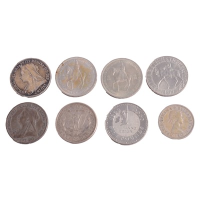 Lot 167 - Two Victoria silver crowns and other coins