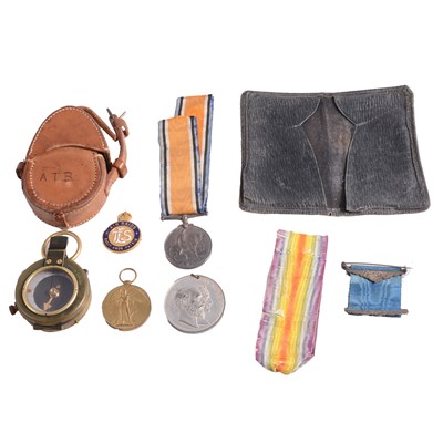 Lot 160 - Verner's pocket compass, medals and badges