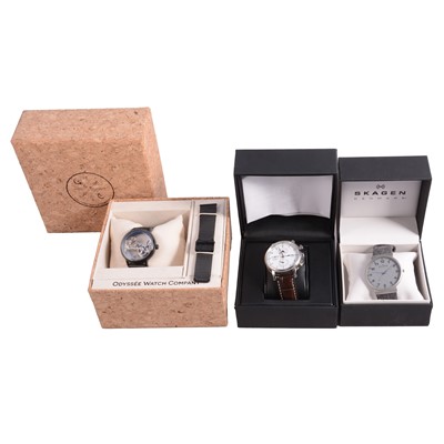 Lot 1049 - Eight gentlemen's automatic and quartz wristwatches, Odyssée Watch Company, Skagen and others.
