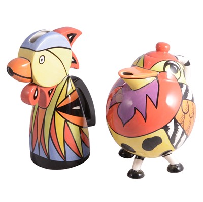 Lot 1 - Lorna Bailey, Robin teapot, and limited edition Rooster water jug.