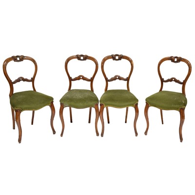 Lot 303 - Set of six Victorian walnut balloon back dining chairs