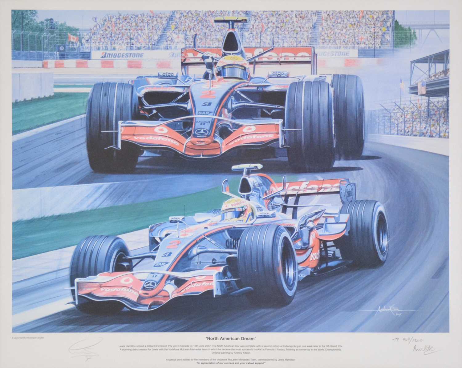Lot 167 - Formula One interest - Andrew Kitson, North American Dream, ltd ed print.
