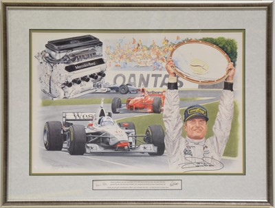 Lot 168 - Formula One interest - Leonard Goff, David Coulthard wins Australian GP, ltd ed print.