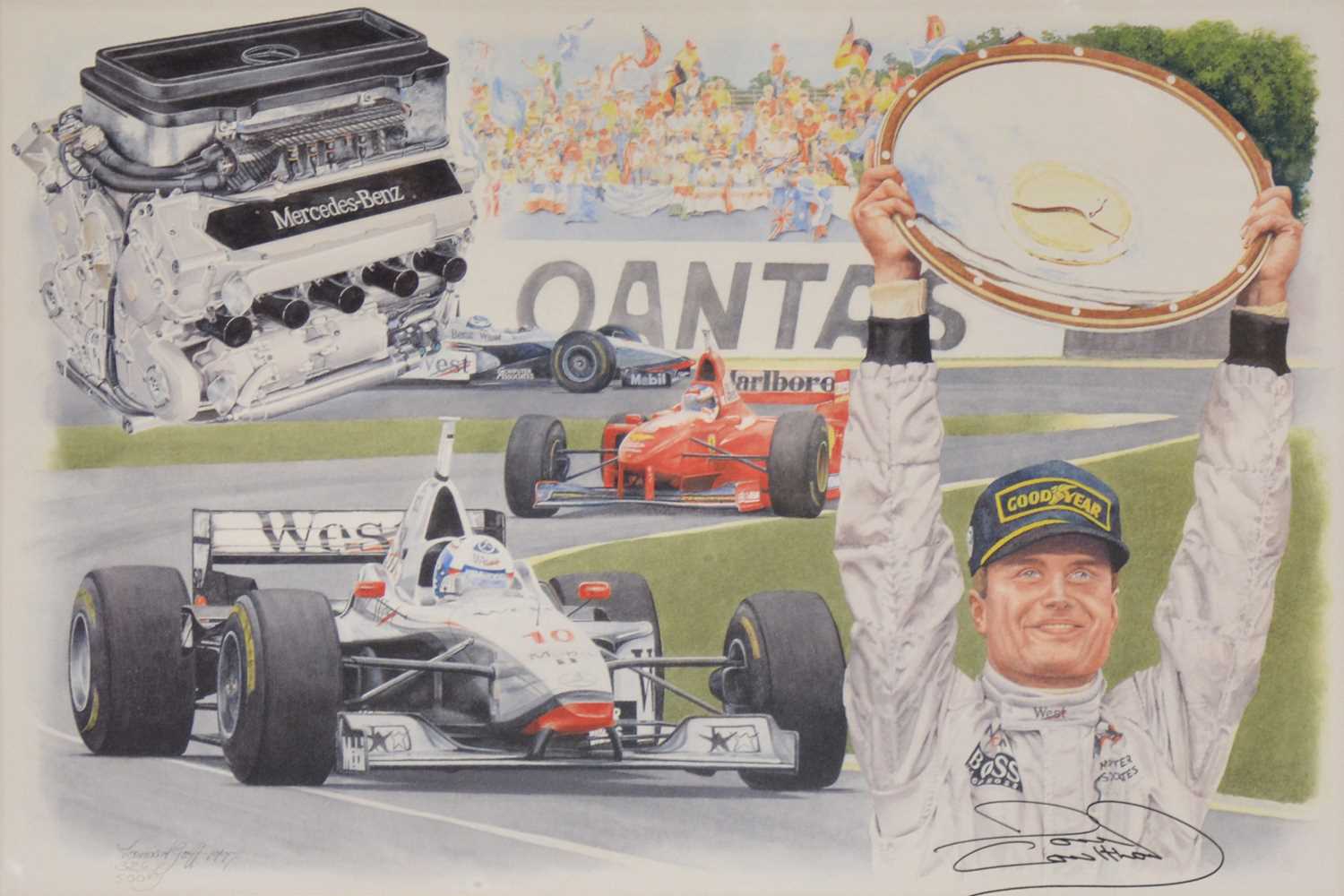 Lot 168 - Formula One interest - Leonard Goff, David Coulthard wins Australian GP, ltd ed print.