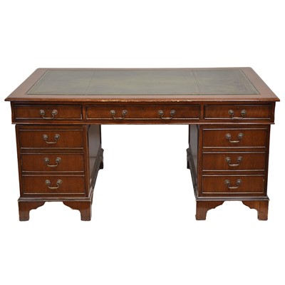 Lot 325 - George III style mahogany twin pedestal desk