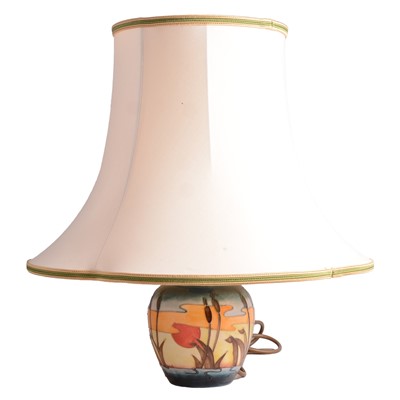 Lot 24 - Moorcroft Pottery, a 'Reeds at Sunset' pattern table lamp