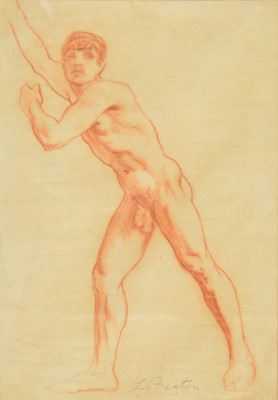 Lot 386 - Lawrence Preston, Male nude, and a print of Militaty Uniform