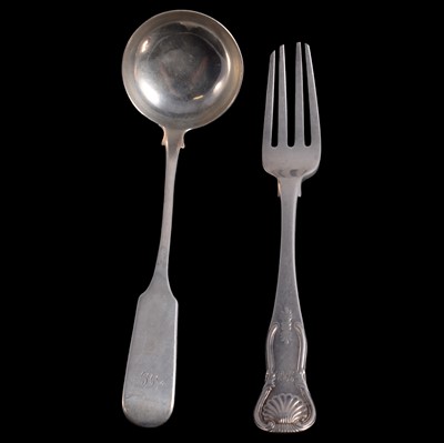 Lot 307 - Scottish provincial silver toddy ladle, Alexander Cameron, Dundee, and Scottish silver table fork.