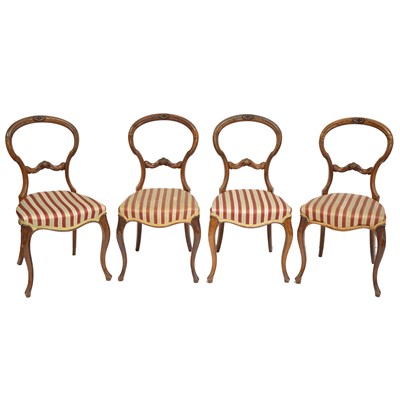 Lot 341 - Set of six Victorian walnut balloon back chairs