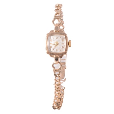 Lot 1071 - A lady's 9 carat yellow gold vintage wristwatch.