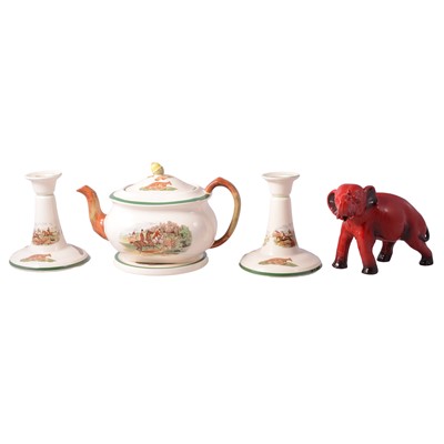 Lot 23 - Royal Doulton flambe elephant, etc.