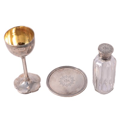 Lot 199 - Victorian silver travelling communion set, Creswick & Co, London 1852.