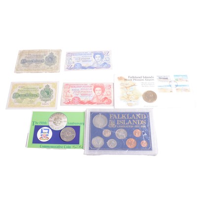 Lot 165 - Falkland Islands banknotes and coins.
