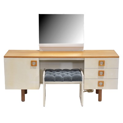 Lot 207 - Uniflex 1960's white laminate and teak seven-piece bedroom suite