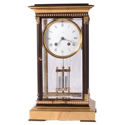 Lot 80 - French brass 'four glass' mantel clock, L'Epee, Paris
