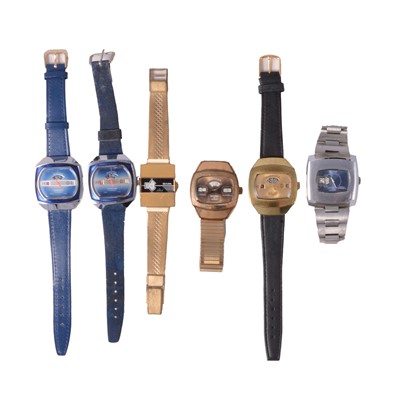Lot 1228 - Six jump hour wristwatches
