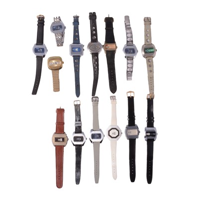 Lot 1229 - Fourteen jump hour wristwatches