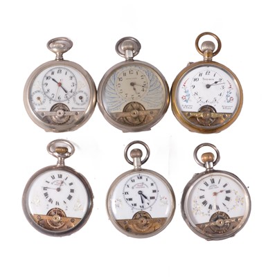 Lot 1149 - Three Hebdomas pocket watches and three Hebdomas style pocket watches