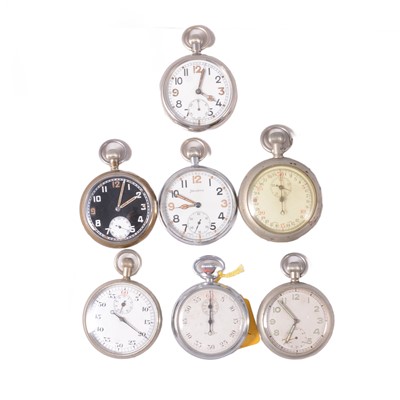 Lot 1156 - Seven GSTP military pocket watches