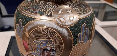 Lot 19 - Pair of Japanese Satsuma pottery vases