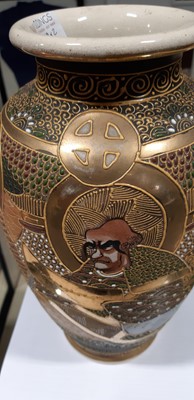 Lot 19 - Pair of Japanese Satsuma pottery vases