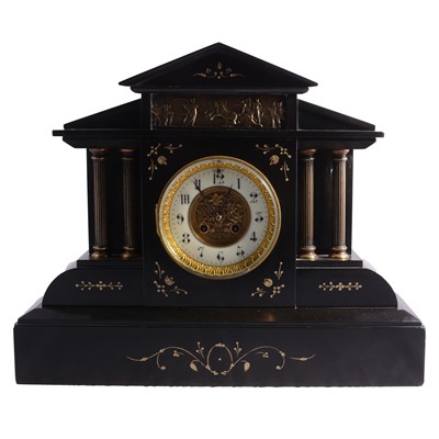 Lot 87 - Victorian slate mantel clock