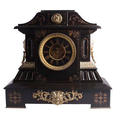 Lot 88 - Victorian black slate mantel clock