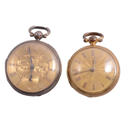 Lot 1157 - D Blunt, Northampton - a Victorian silver gilt pocket watch, and a gold plated pocket watch, Eck, Northampton