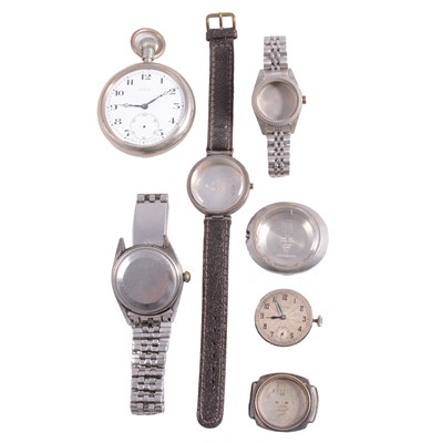 Lot 1201 - Rolex - a nickel cased pocket watch, etc.