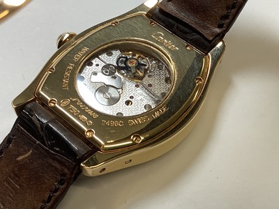 Lot 1004 - Cartier - a Tortue 18 carat yellow gold manual wind wristwatch.
