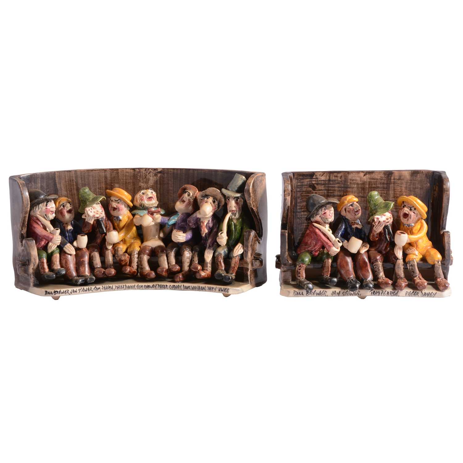 Lot 9 - Will Young, Widecombe Fair - Two figural groups on benches.
