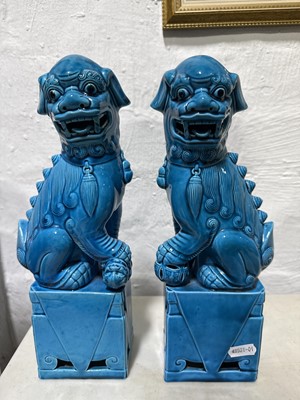 Lot 18 - Four pairs of Chinese pottery Foo dogs