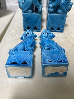Lot 18 - Four pairs of Chinese pottery Foo dogs