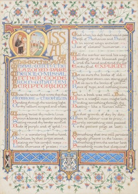 Lot 257 - Henry A Dobson, illuminated vellum page "Missal of the Gothic age"