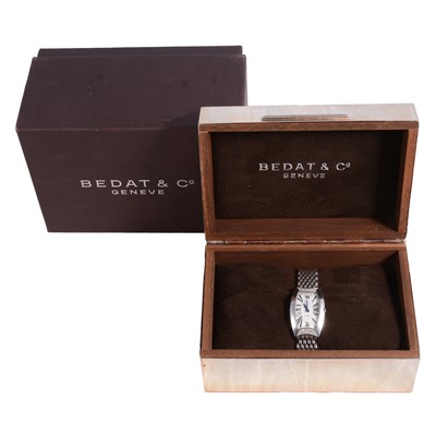 Lot 1067 - Bedat & Co - a lady's No. 3 stainless steel quartz wristwatch with diamond set case.